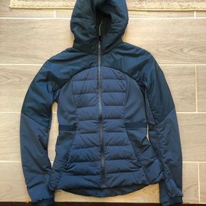 Lululemon dark jade zip up hoodie down vest size 6